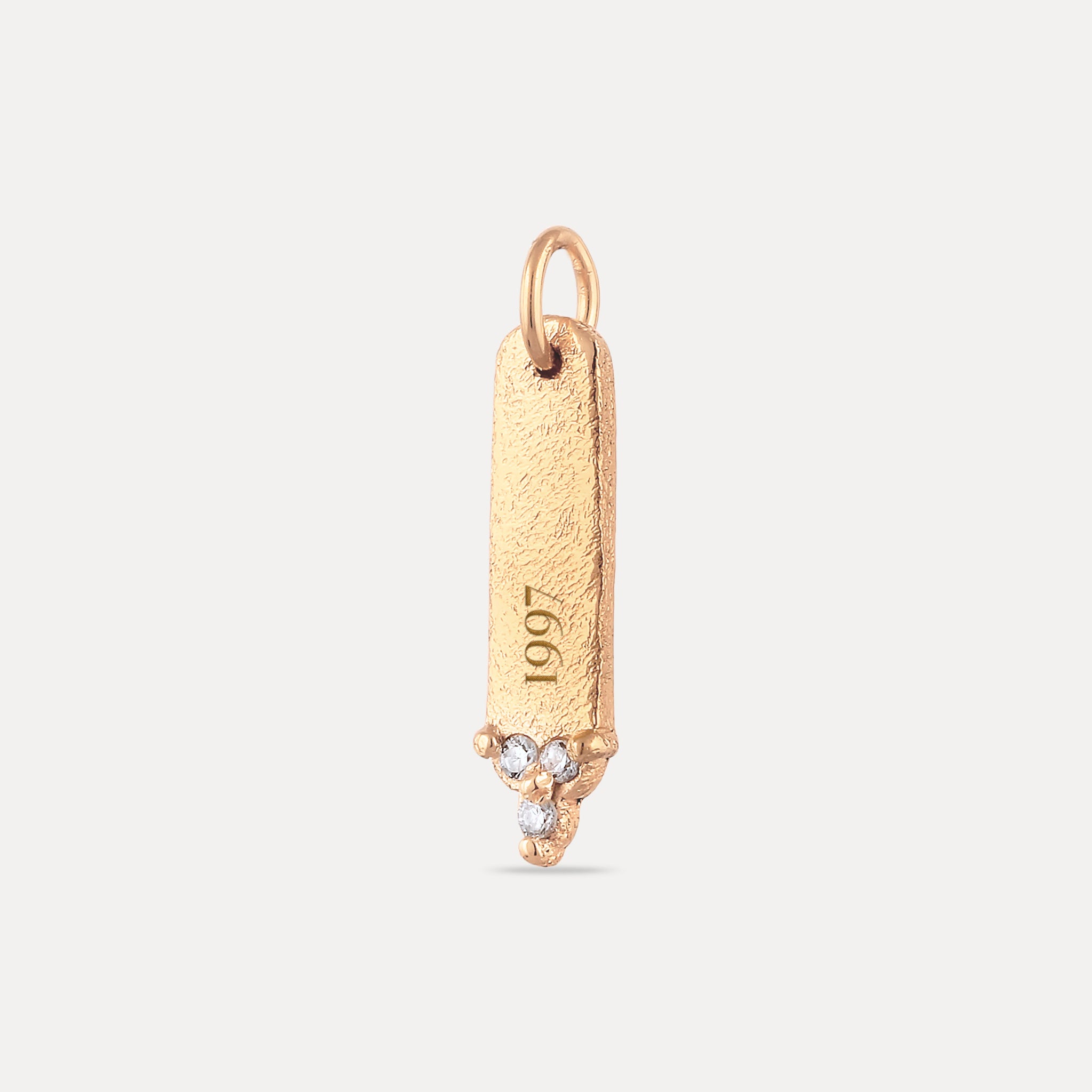 White Sapphire Engravable Trinity Bar Pendant - Antique | 14k Solid Gold