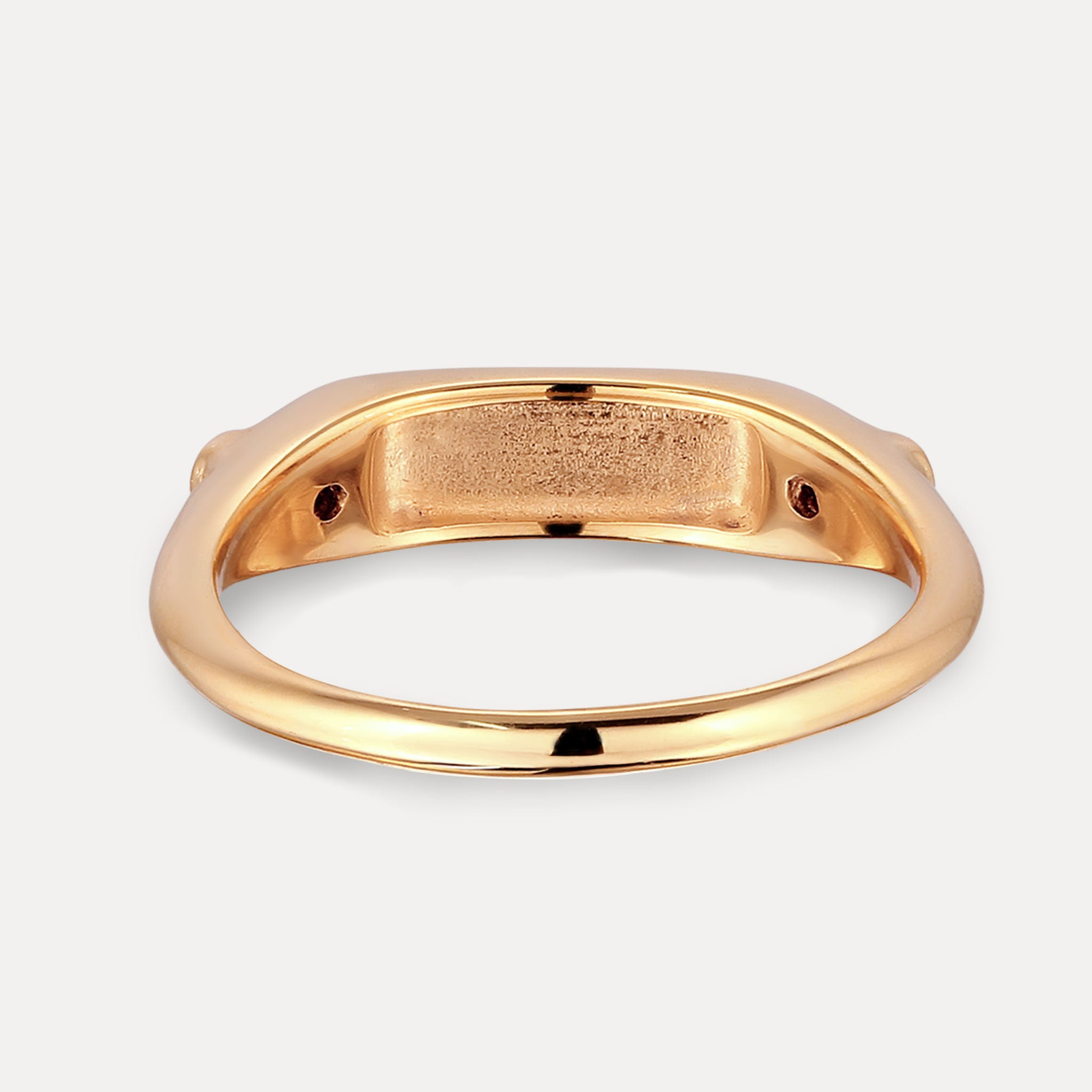 Weißer Saphir Engravable Flat-Top Siegelring | 585 Gold