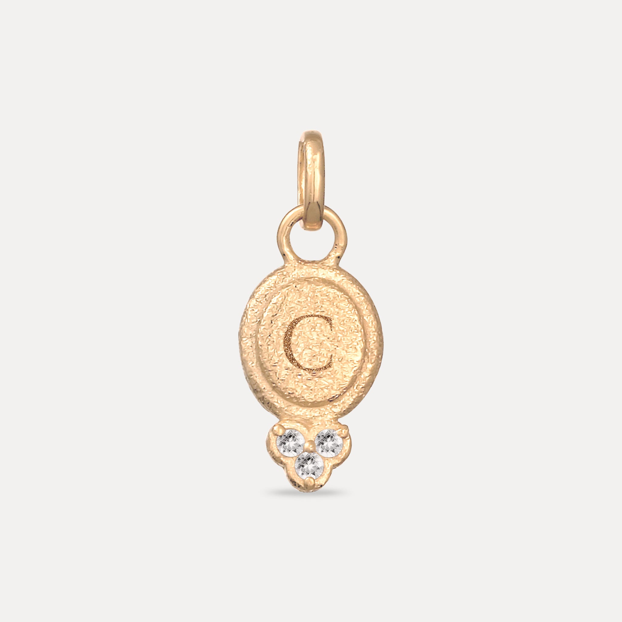 White Sapphire Engravable Trinity Emblem Pendant - Antique | 14k Solid Gold