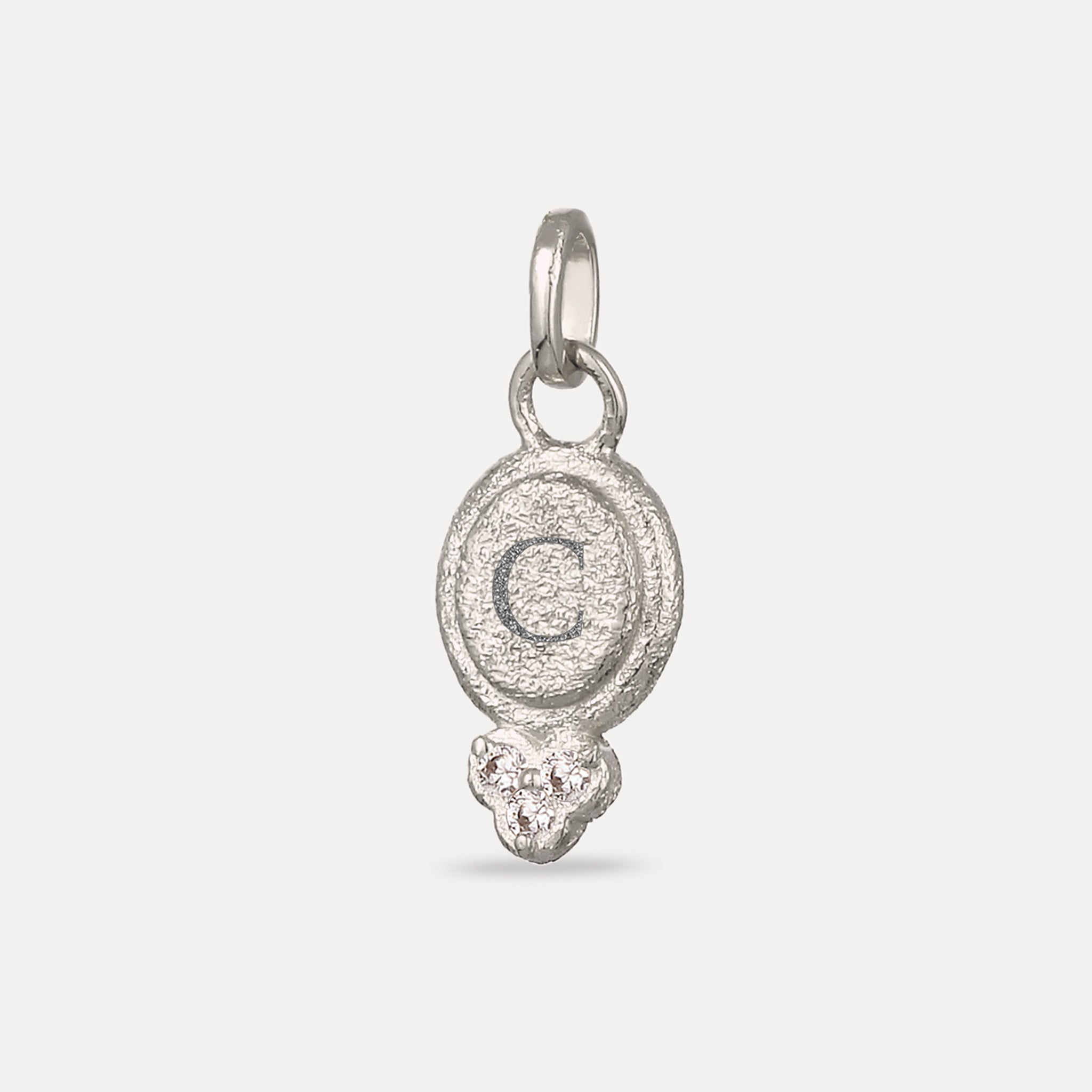 White Sapphire Engravable Trinity Emblem Pendant - Antique