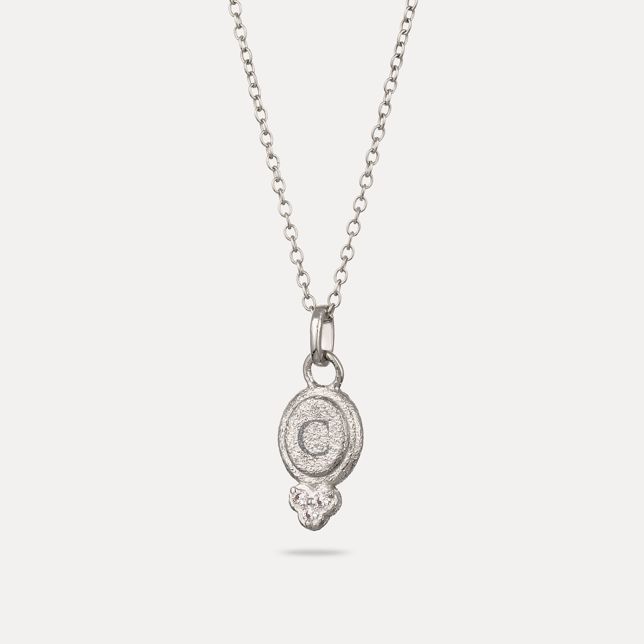 White Sapphire Engravable Trinity Emblem Pendant - Antique