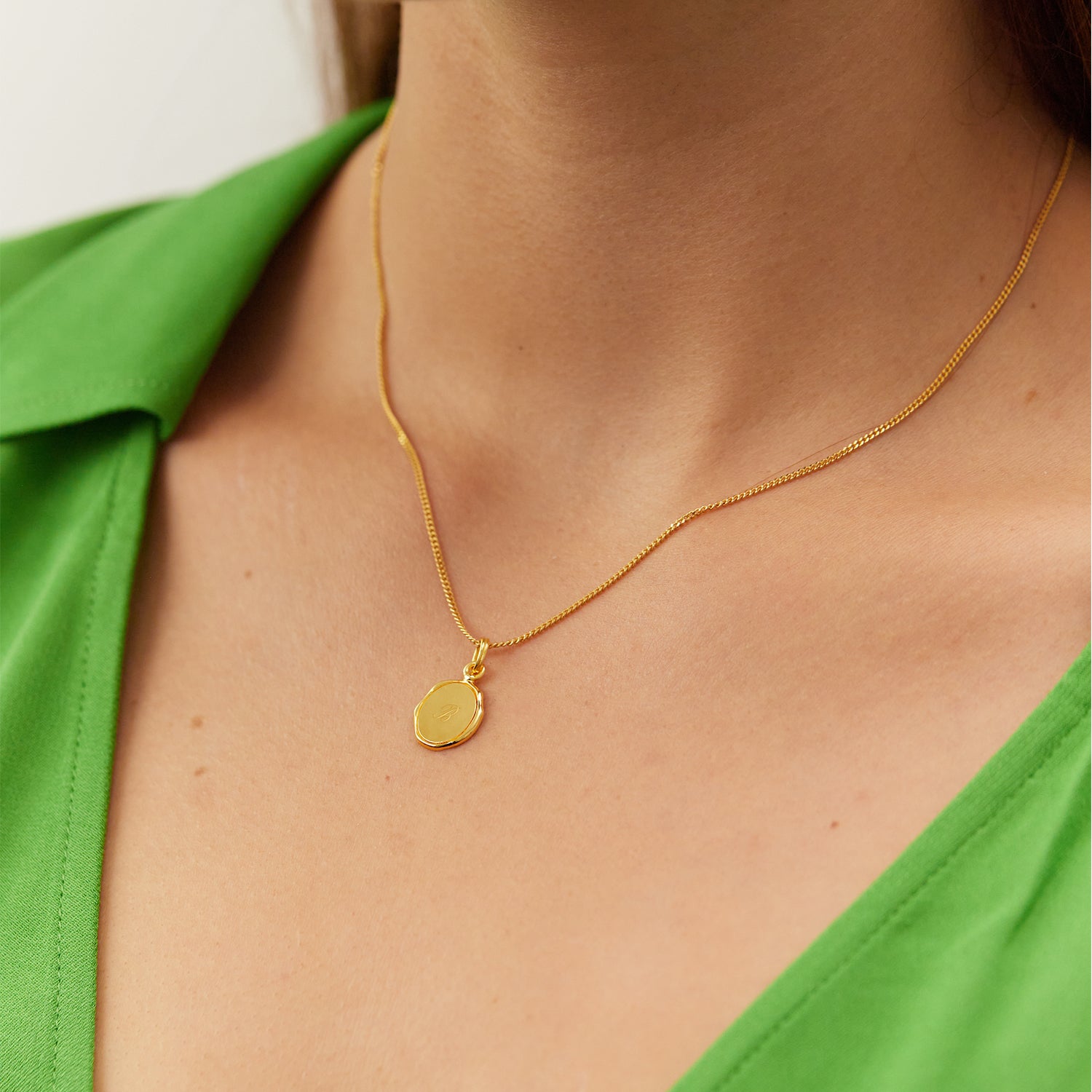 Engravable Seal Pendant | 14k Gold