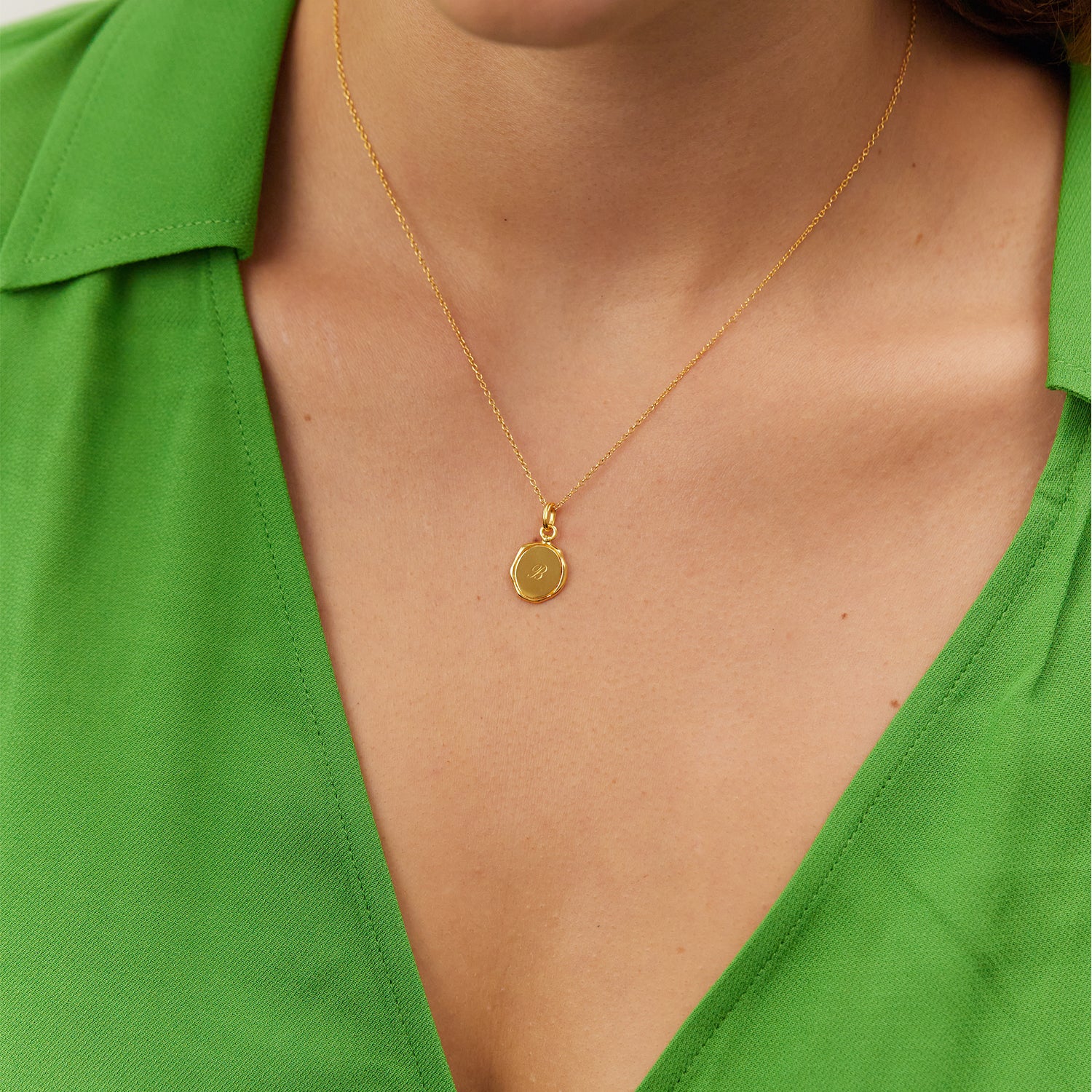 Engravable Seal Necklace | 14k Gold