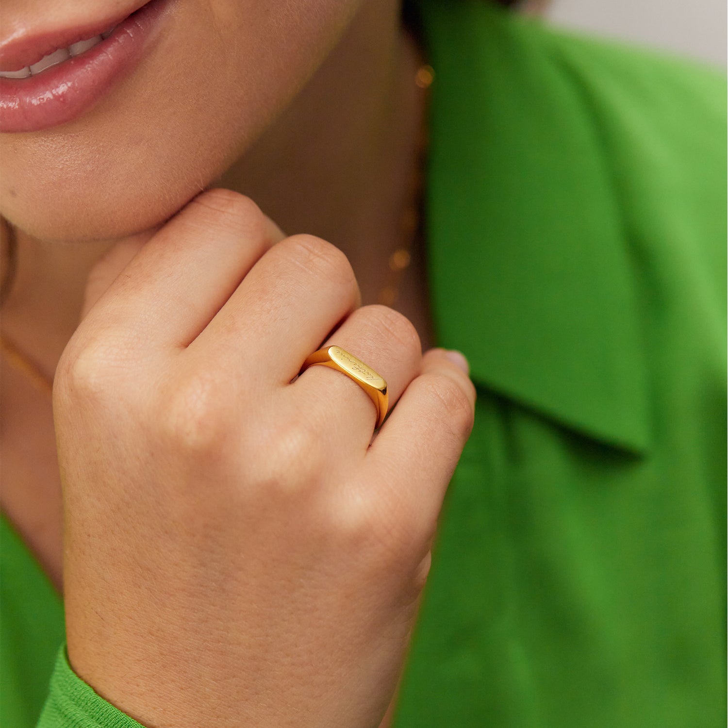 Engravable Flat-Top Ring | 14k Gold