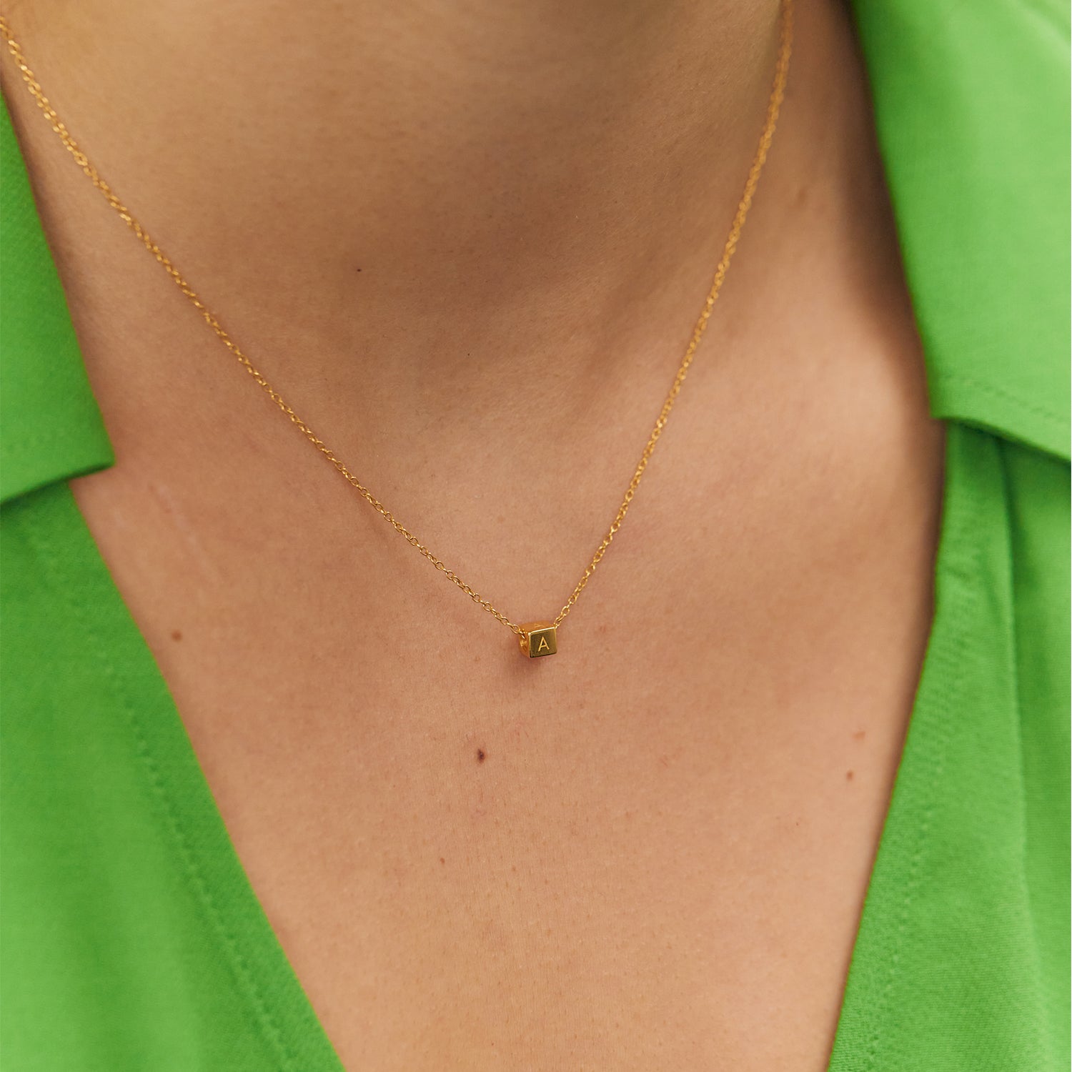Cube with Anchor Chain Necklace