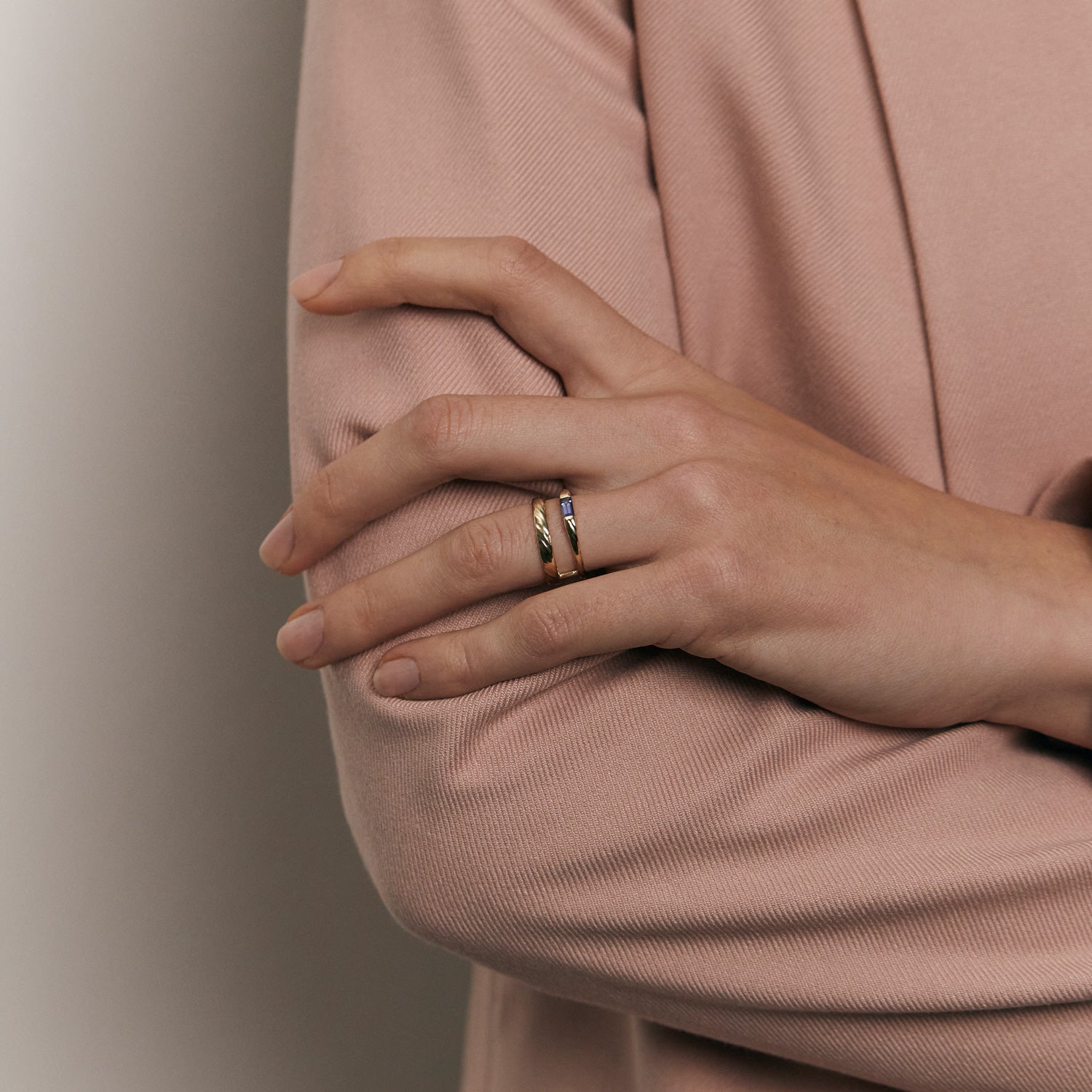Iolith Baguette Double Ring | 14k Gold