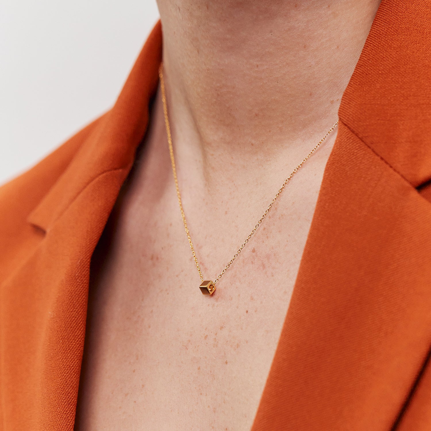 Cube with Anchor Chain Necklace