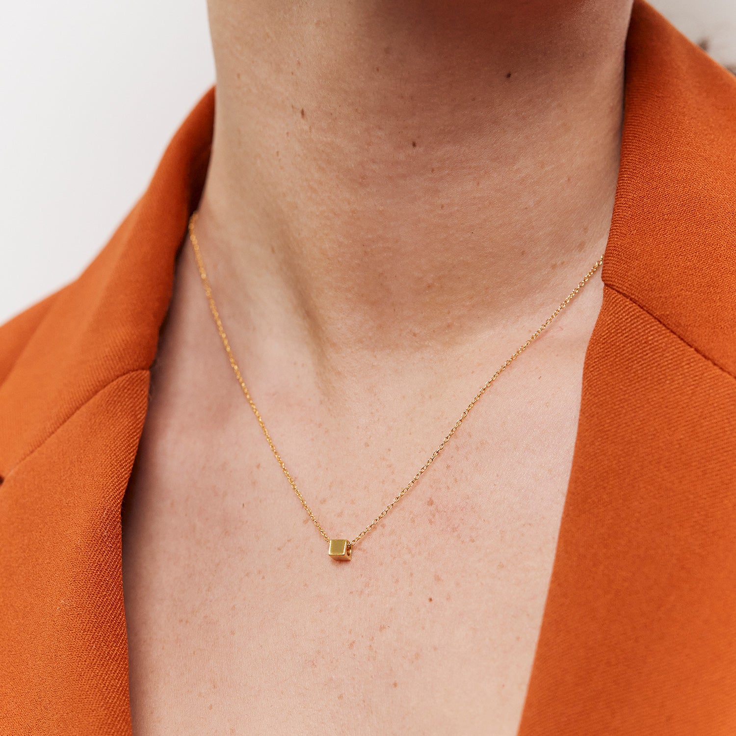 Cube with Anchor Chain Necklace