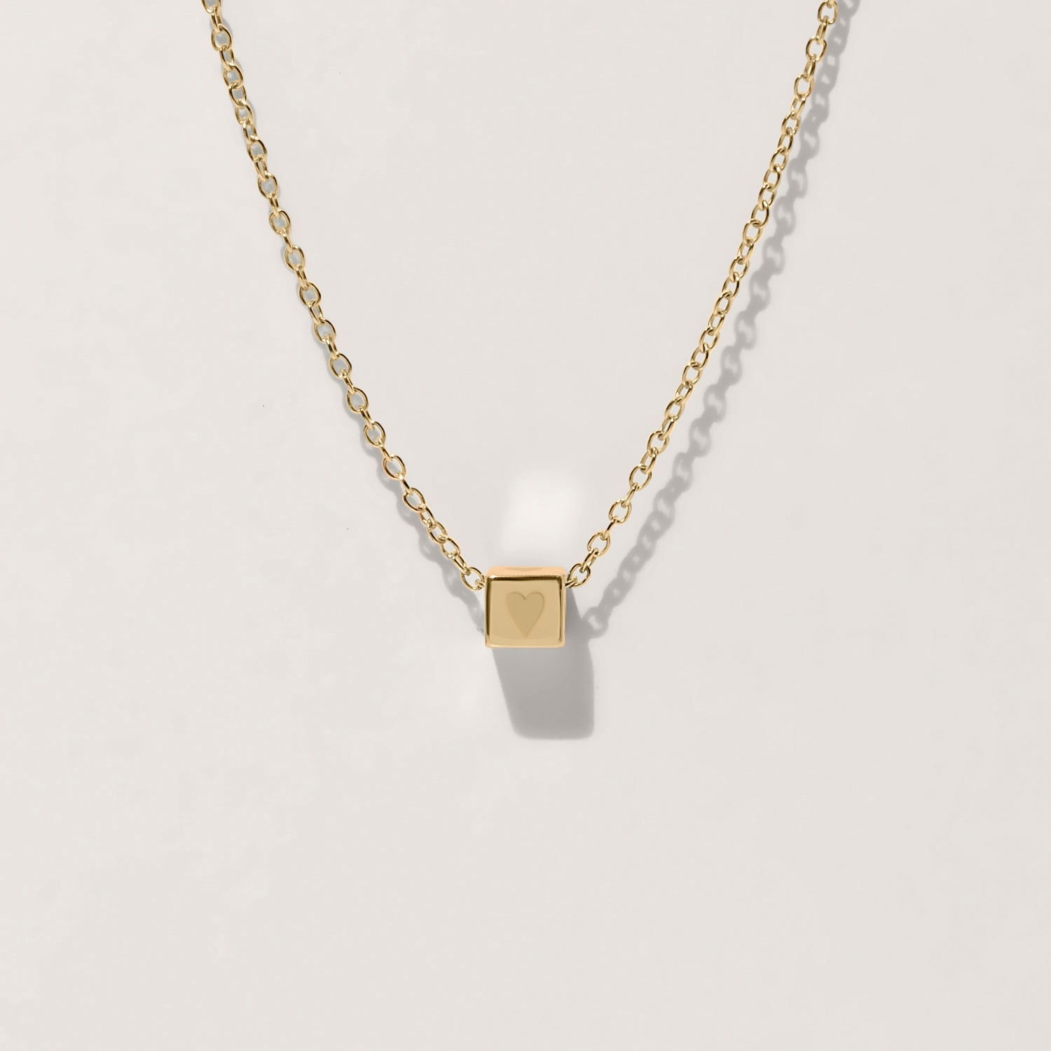 Cube with Anchor Chain Necklace | 14k Gold