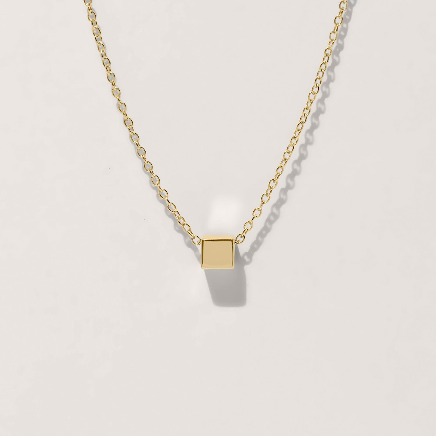 Cube with Anchor Chain Necklace | 14k Gold