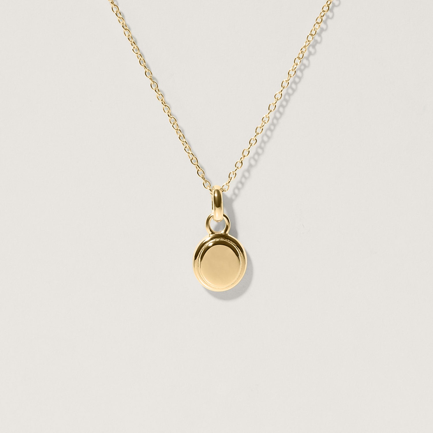 Engravable Emblem Necklace | 14k Gold
