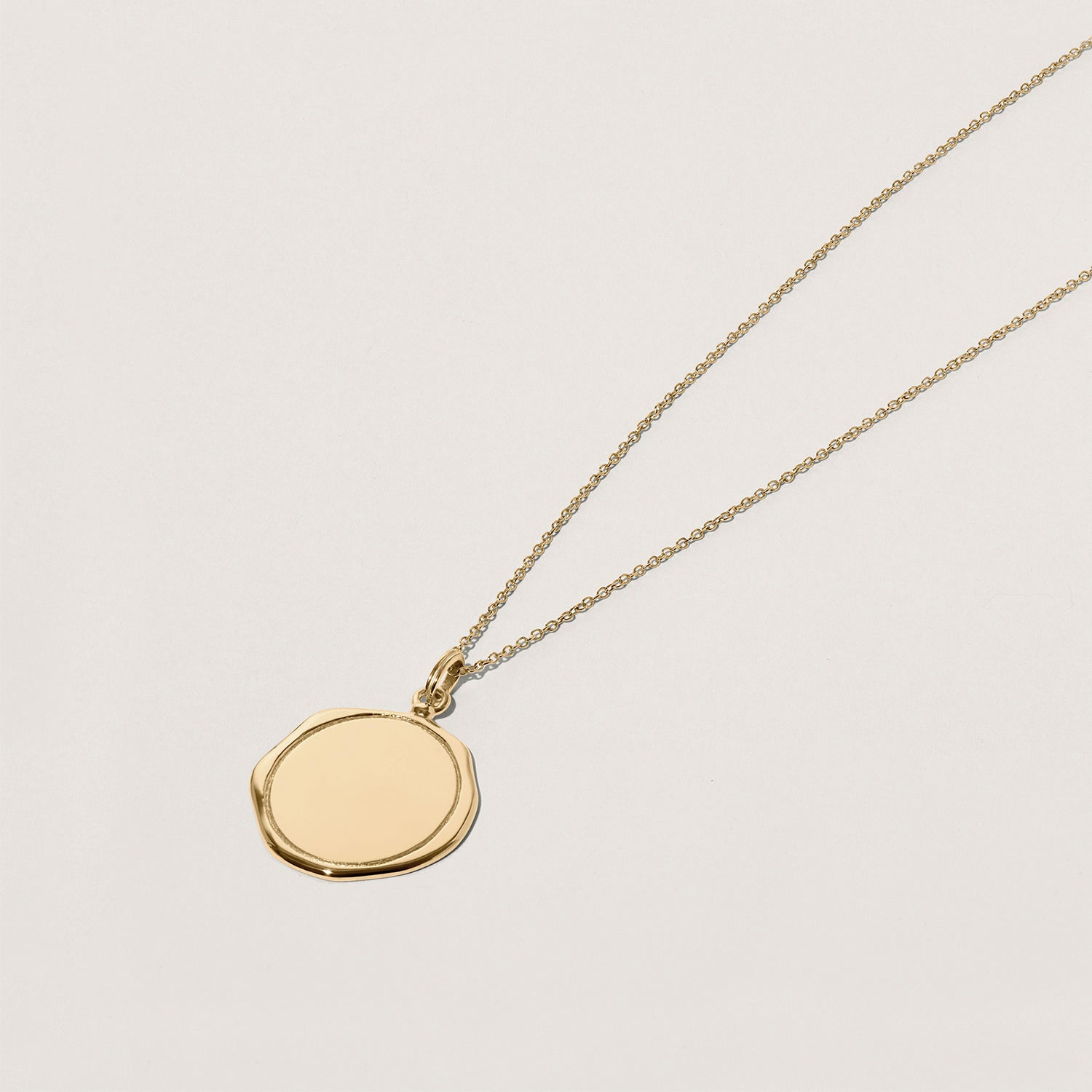 Engravable Large Seal Necklace | 14k Gold