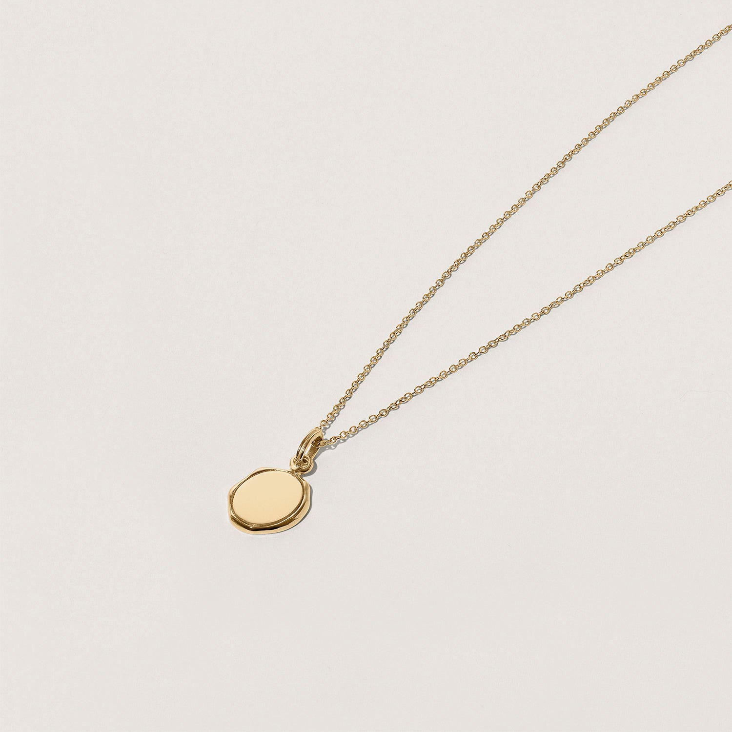 Engravable Seal Necklace | 14k Gold