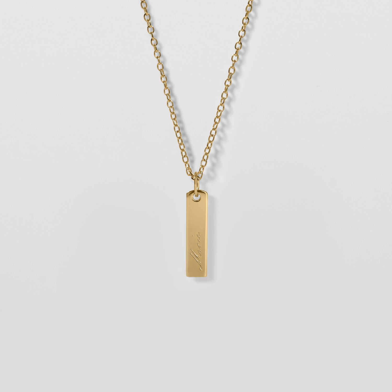Engravable Bar Necklace | 14k Gold