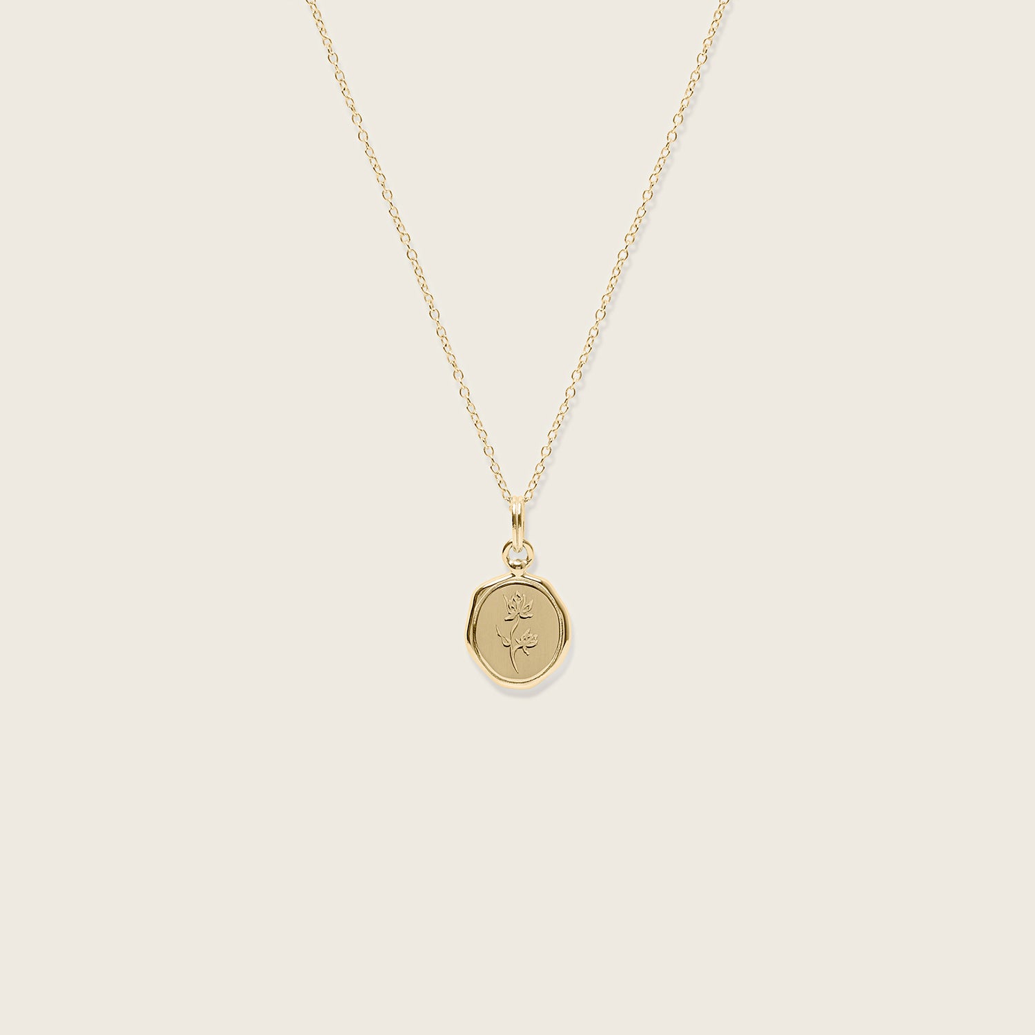 Floral Seal Necklace | 14k Gold
