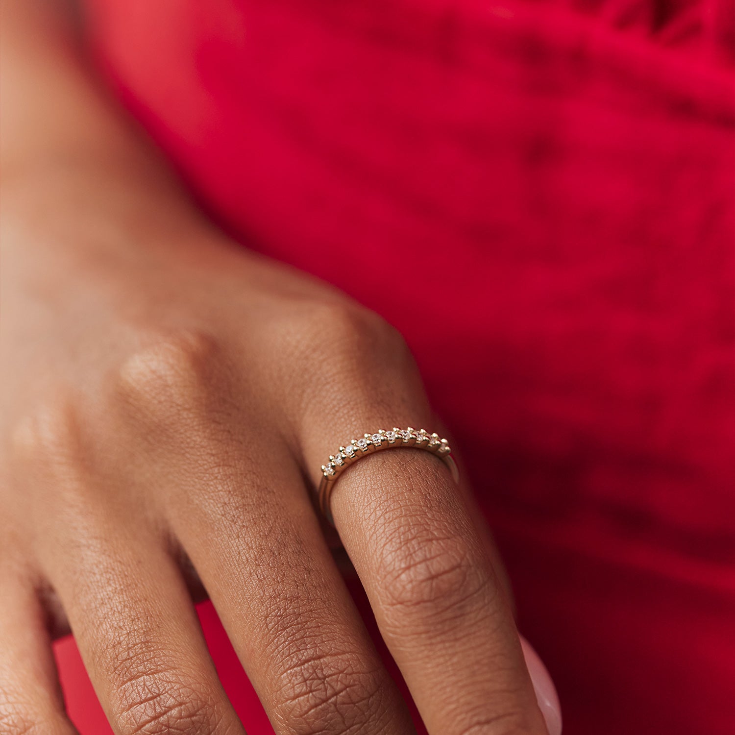 Aquamarine Half Eternity Ring | 14k Gold