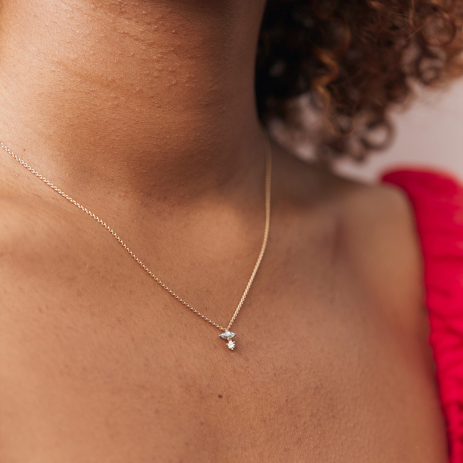 Aquamarine & Green Sapphire Joy Necklace | 14k Gold