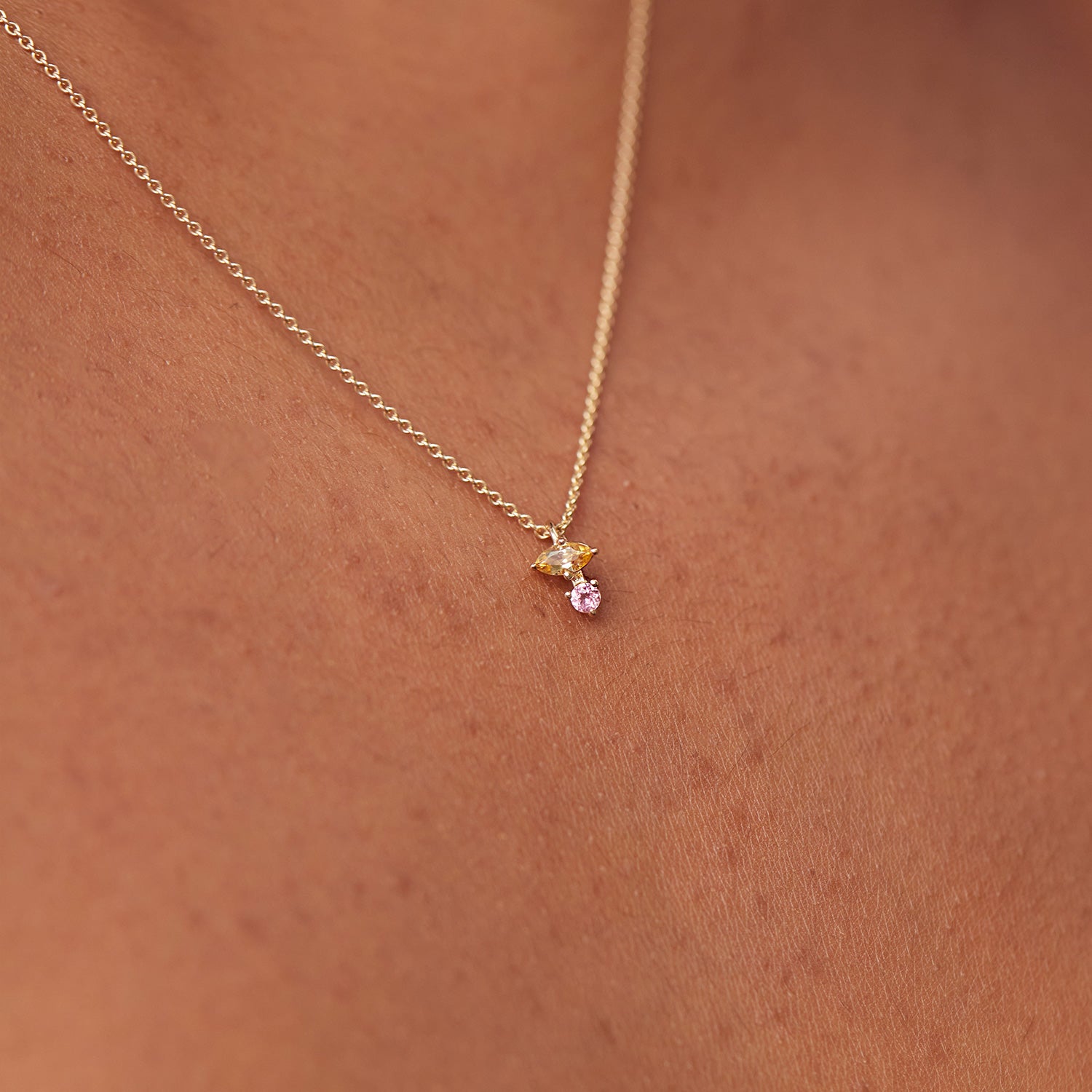 Citrine & Pink Tourmaline Joy Necklace | 14k Gold