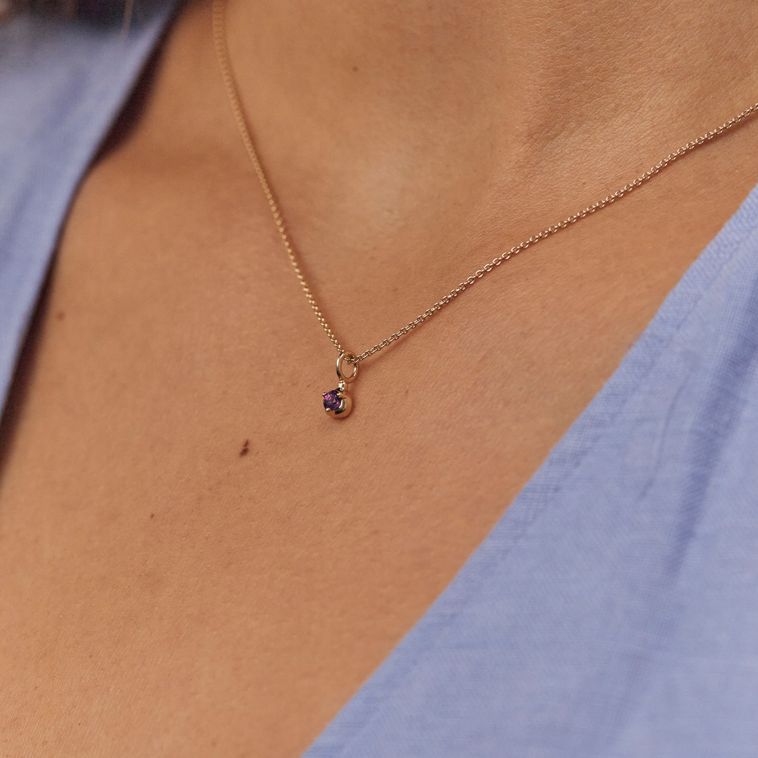 Mini Birthstone Pendant | 14k Gold
