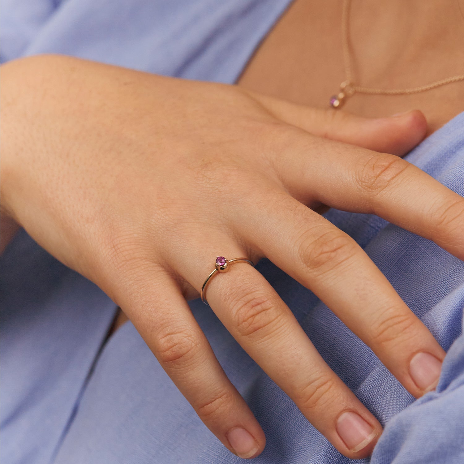Mini Birthstone Ring | 14k Gold