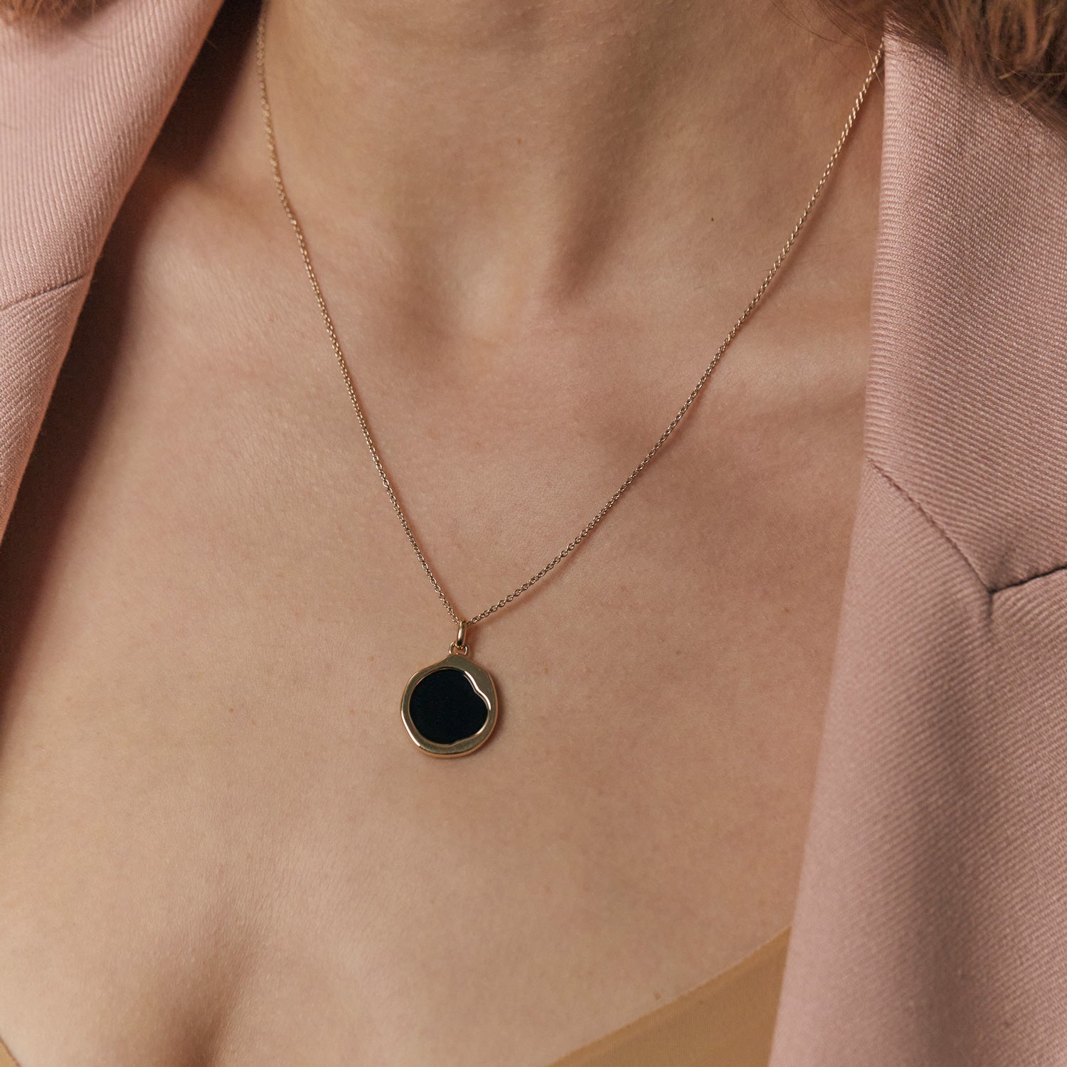 Onyx Organic Necklace | 14k Gold