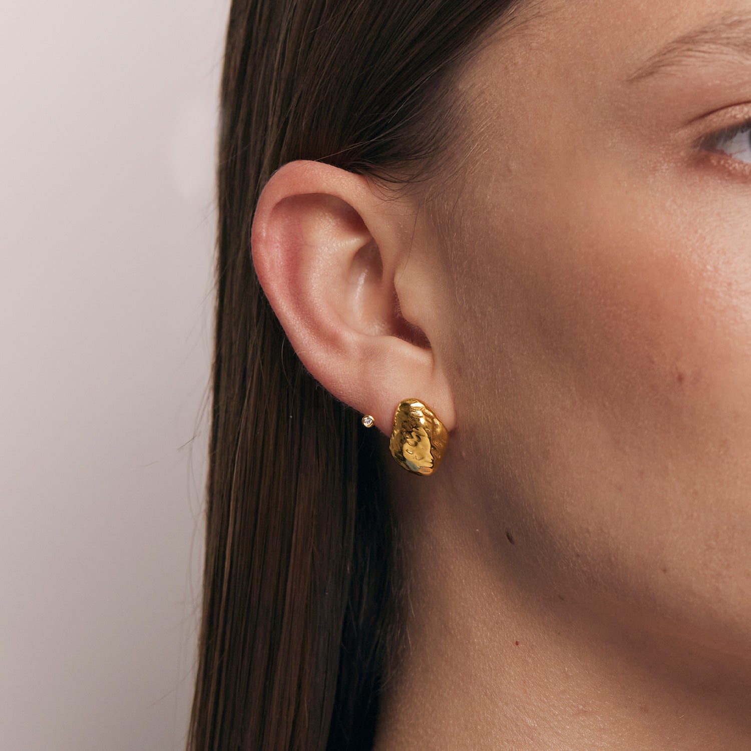 White Sapphire Textured Earrings
