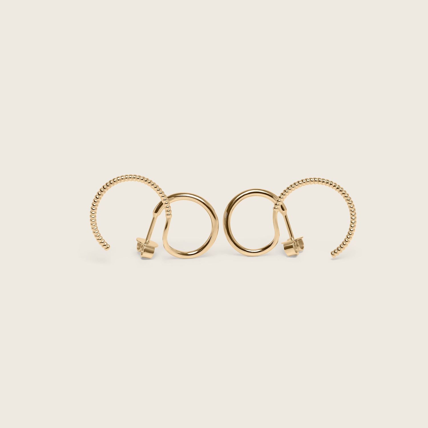 Snake Tail Double Ear Climbers | 14k Gold
