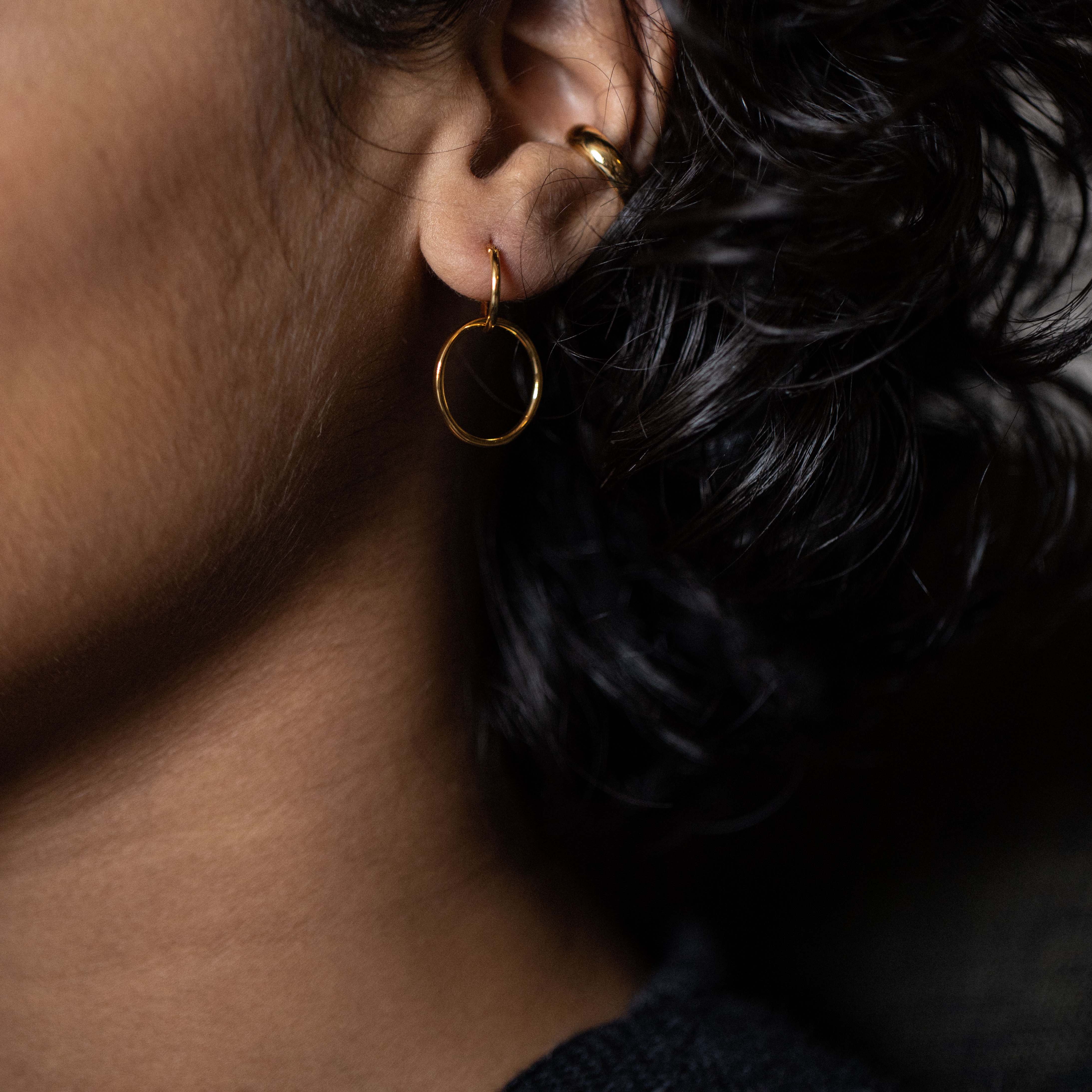 Basic Double Hoop Earrings | 14k Gold
