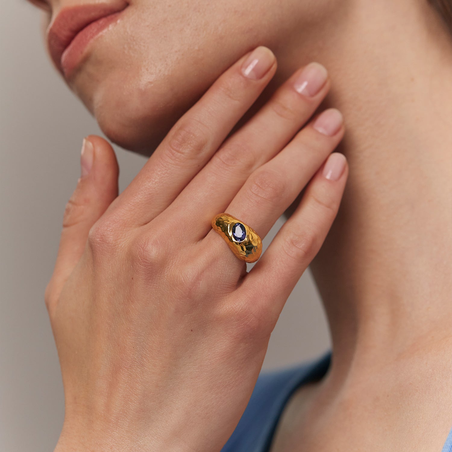 Iolith Violet Fizz Cocktail Ring | 14k Gold