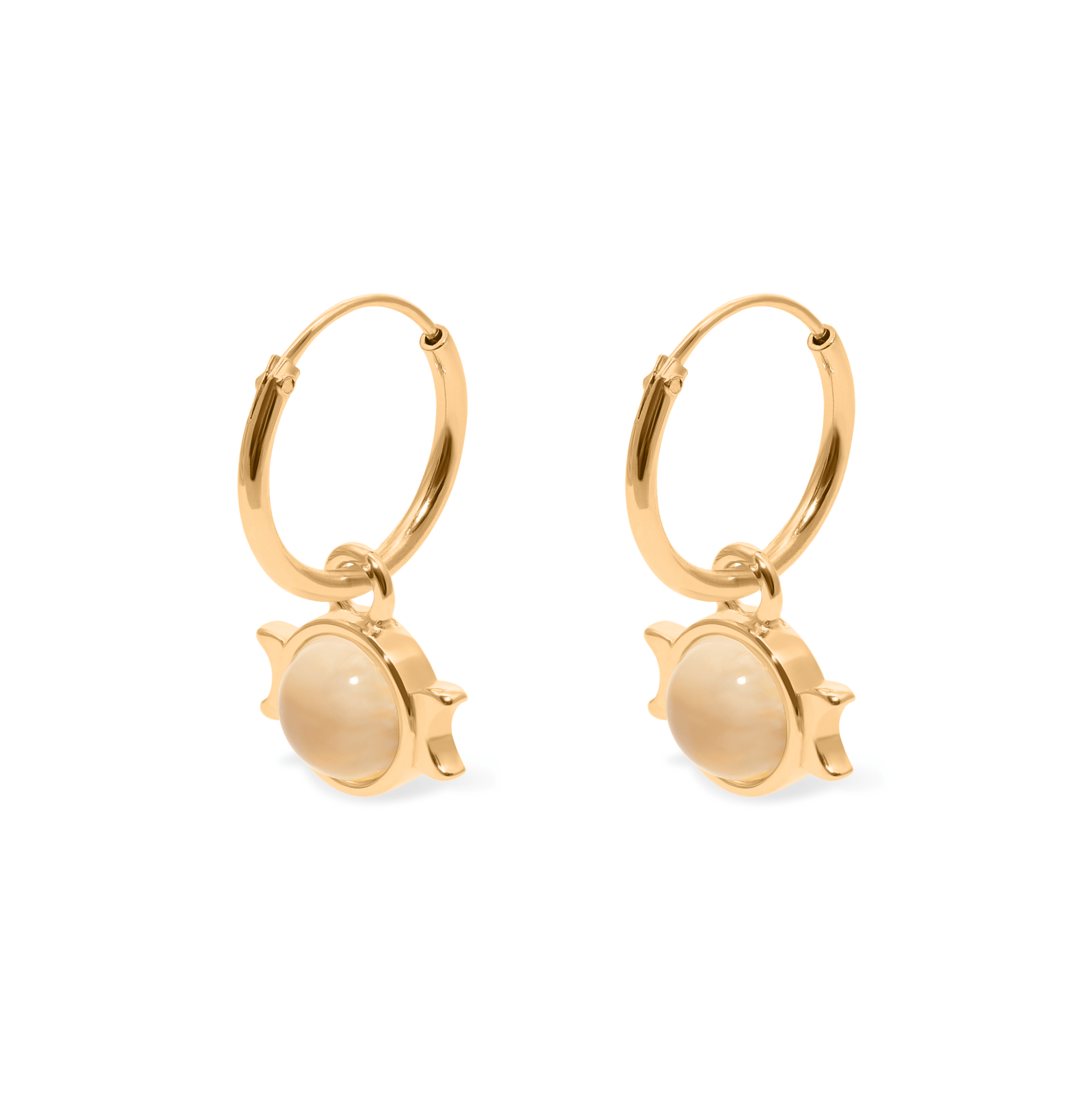 Magic Spell Ear Hoops Nr.1 Mondstein Jewelry jacko-wusch 925 Silver Gold Plated 12mm