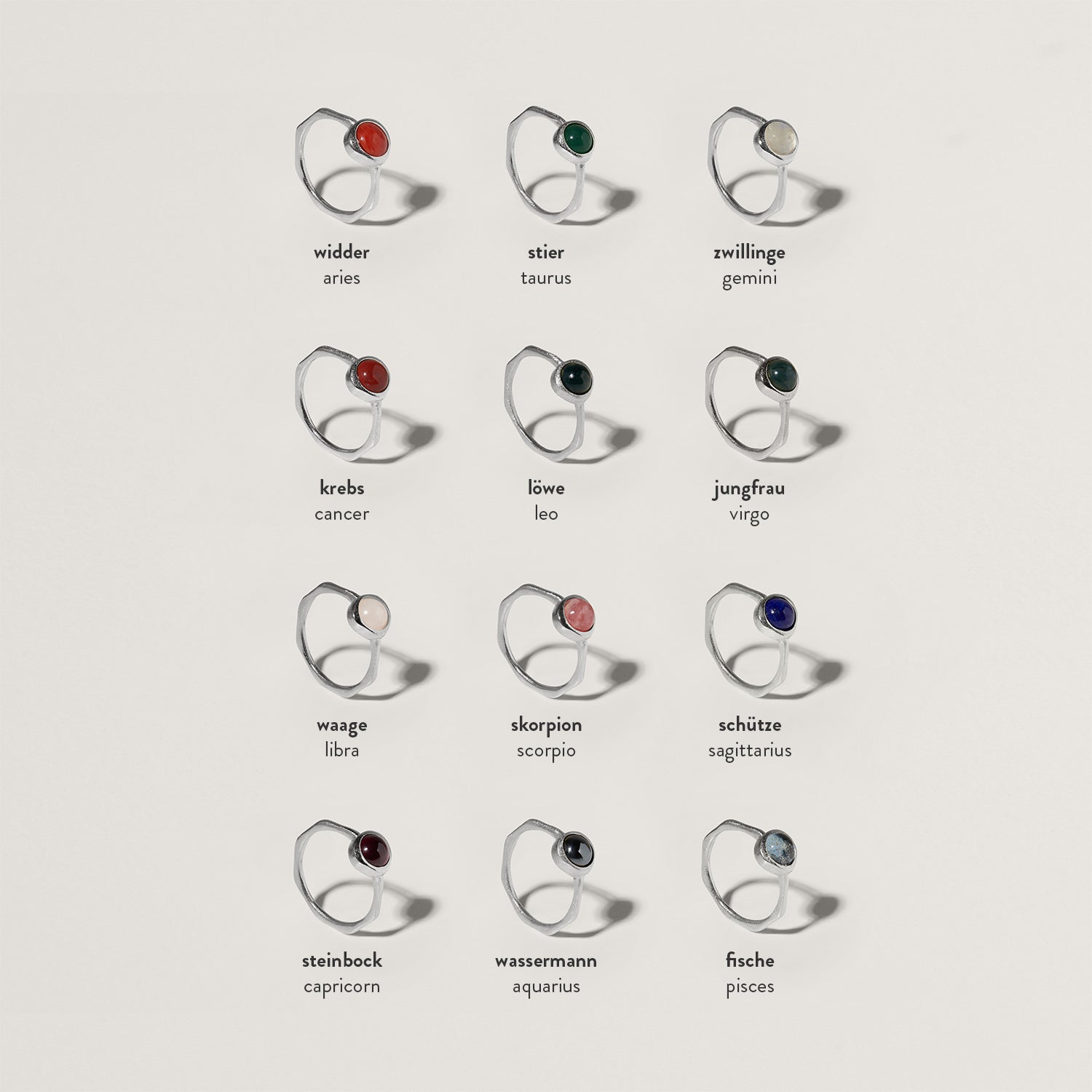 Zodiac Birthstone Ring 925 Silver
