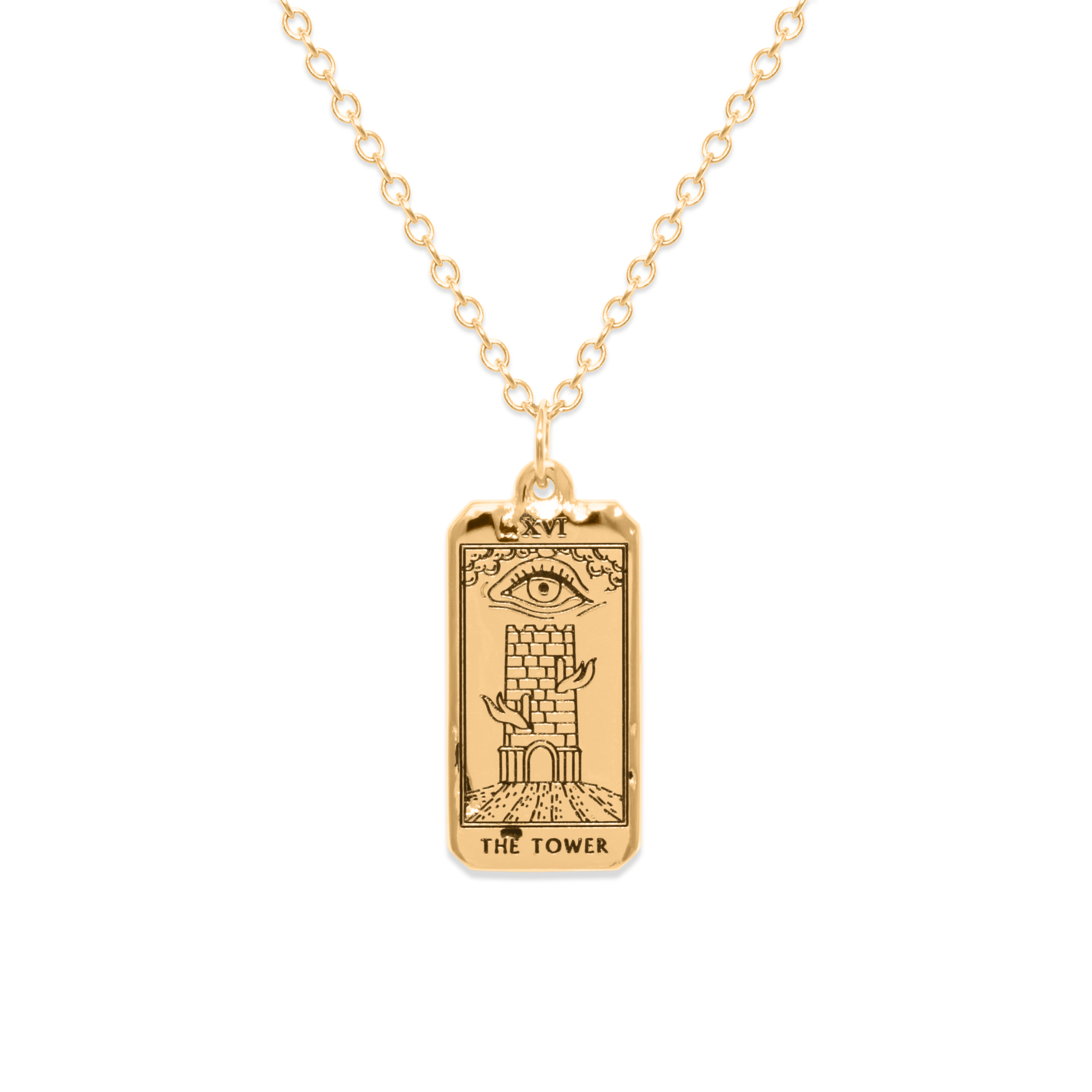 The Tower Tarot Card Kette Jewelry jacko-wusch 925 Silver Gold Plated S (45cm)