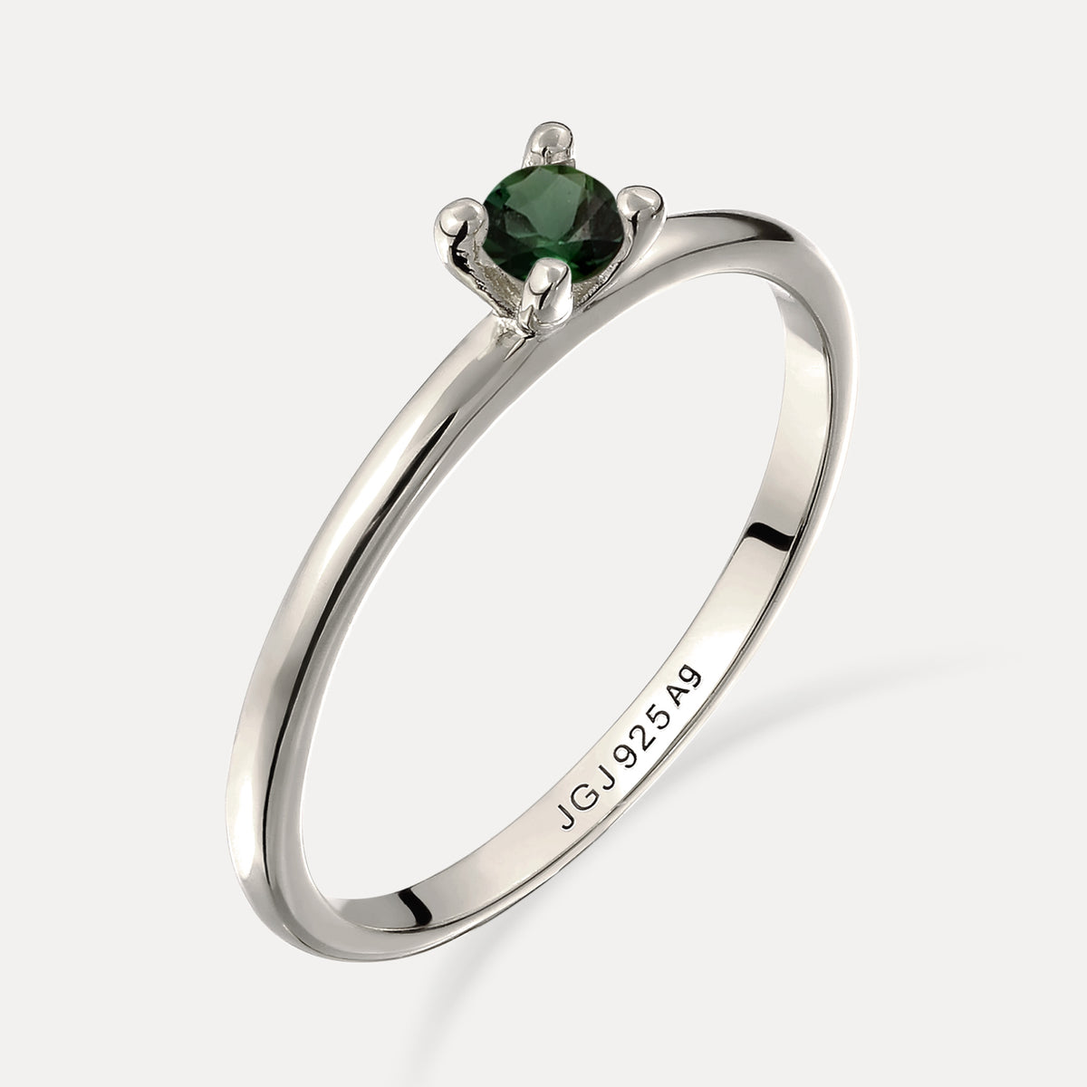 Grüner Turmalin Solitär Ring - Rund