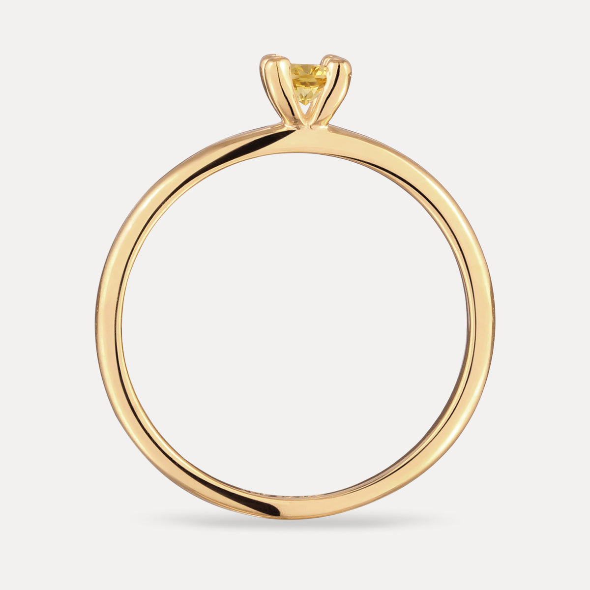 Gelber Citrin Solitär Ring - Rund