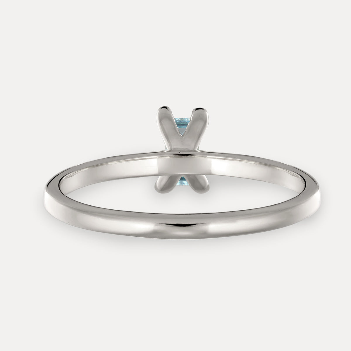 Blue Aquamarine Solitaire Ring - Baguette