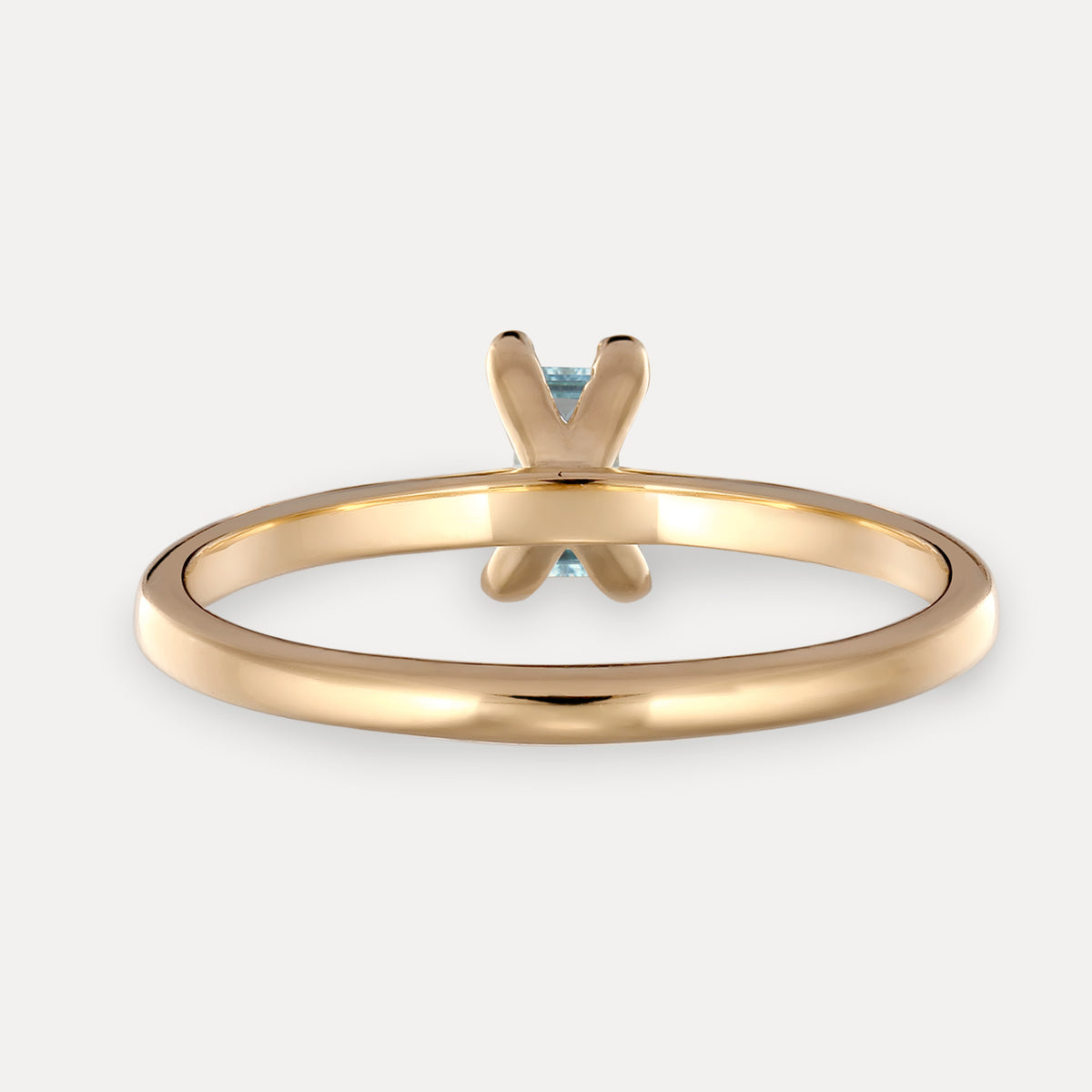 Blue Aquamarine Solitaire Ring - Baguette