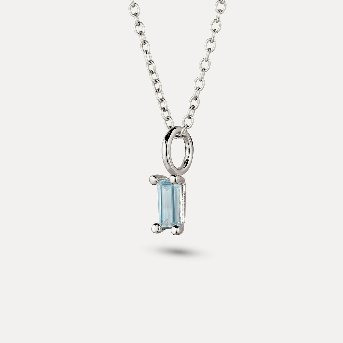 Blue Aquamarine Pendant - Baguette