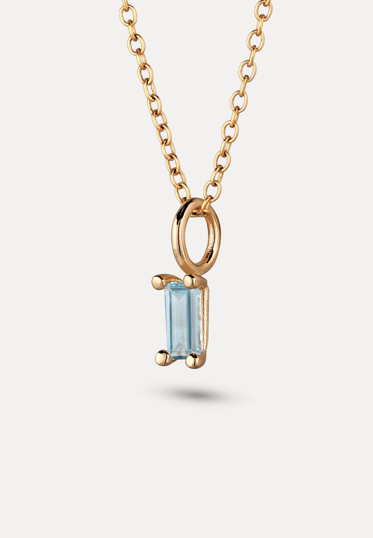 Blue Aquamarine Pendant - Baguette