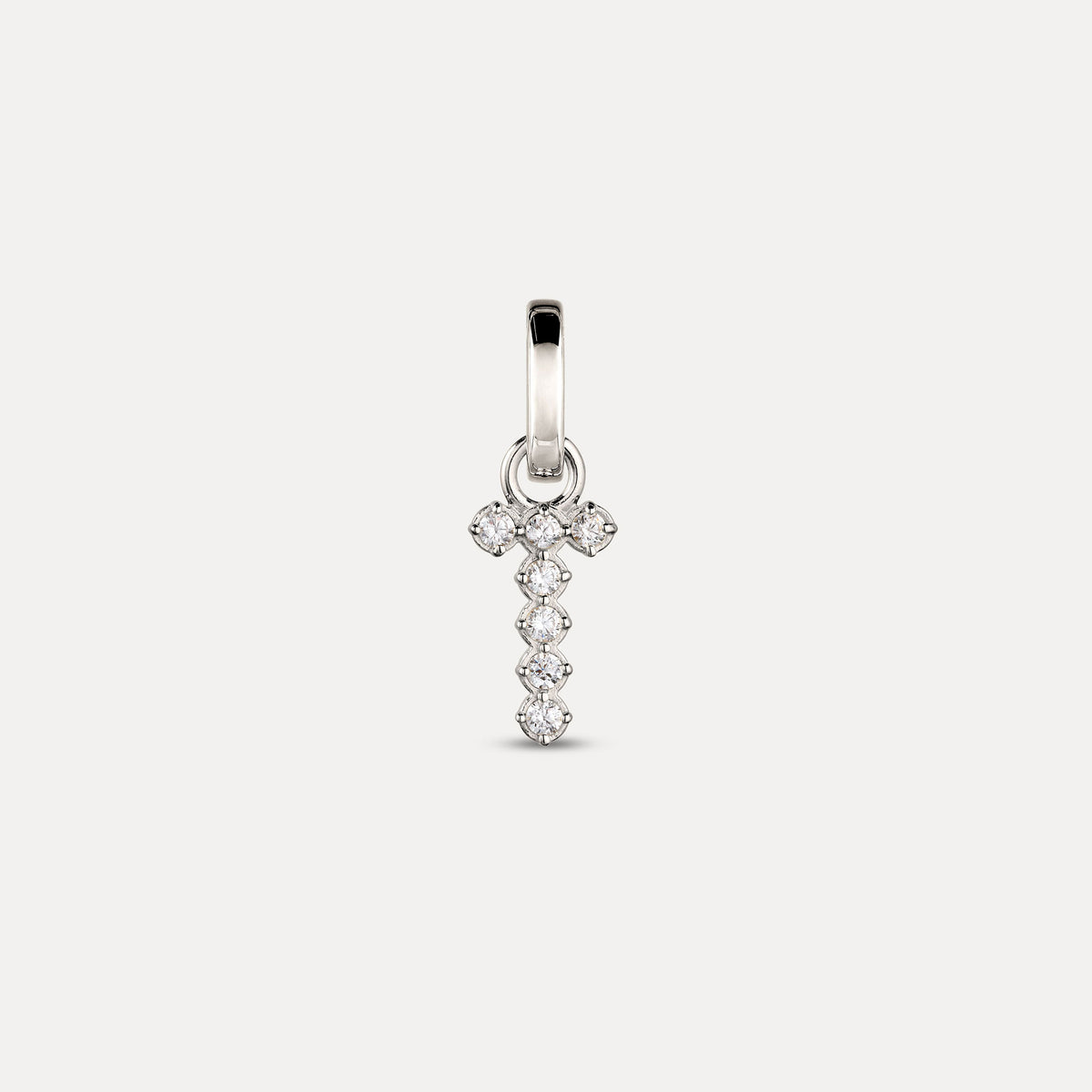 Zirconia Letter Pendant - T in 925 Silber