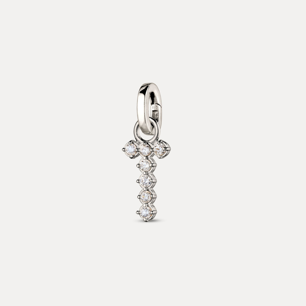 Zirconia Letter Pendant - T in 925 Silber