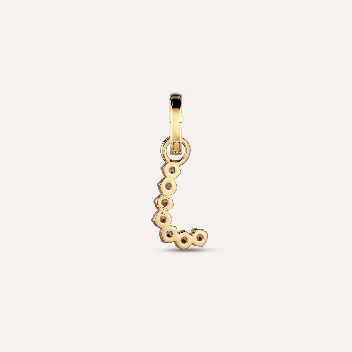 Zirconia Letter Pendant - J in 24k Gold Vermeil