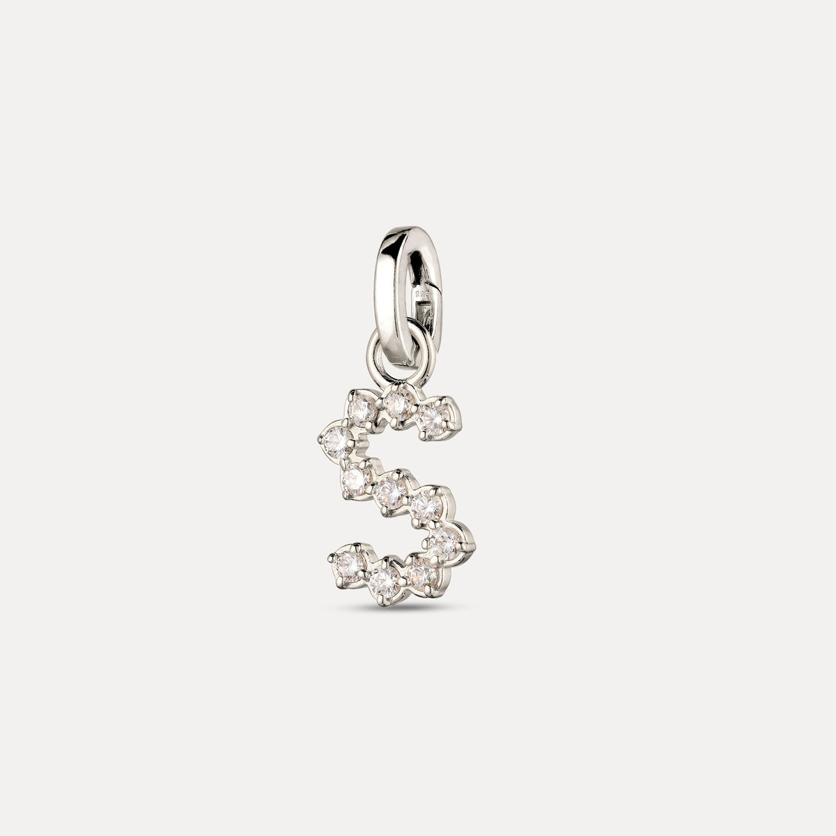 Zirconia Letter Pendant - S in 925 Silber