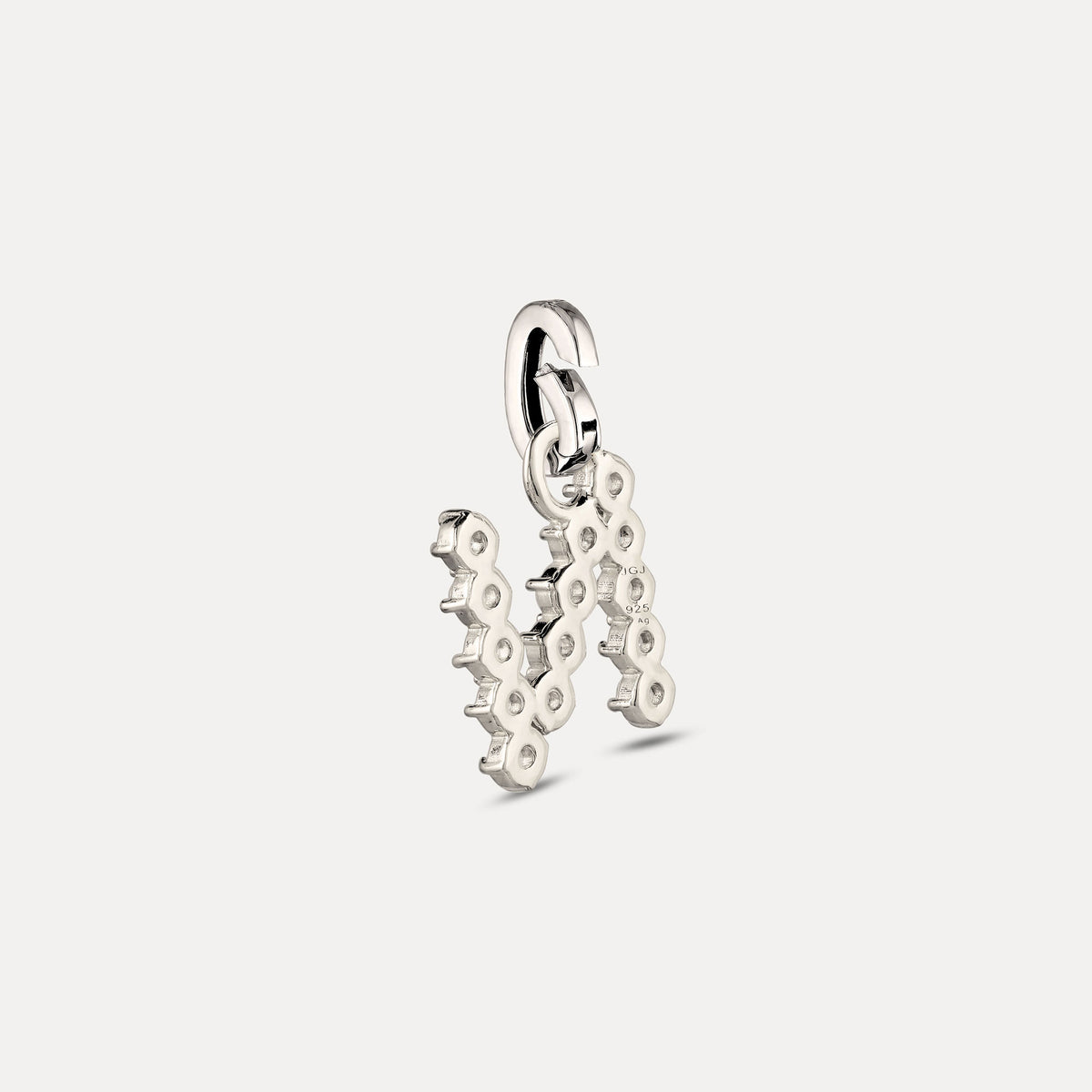 Zirconia Letter Pendant - N in 925 Silber