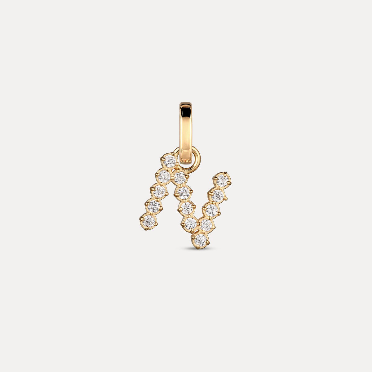 Zirconia Letter Pendant - N in 24k Gold Vermeil