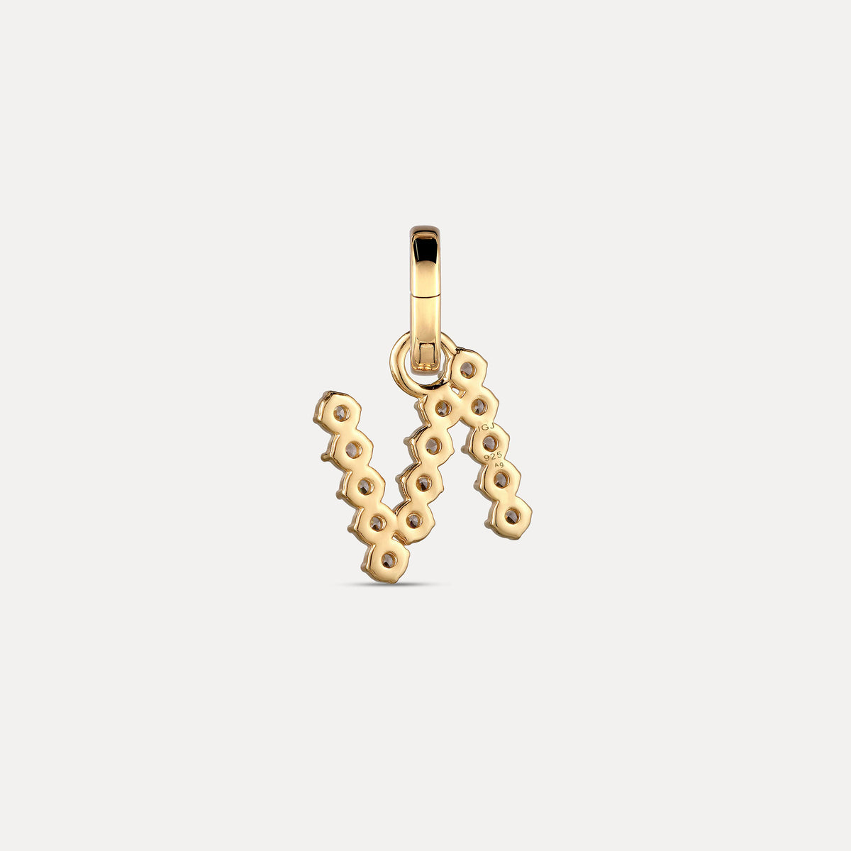 Zirconia Letter Pendant - N in 24k Gold Vermeil