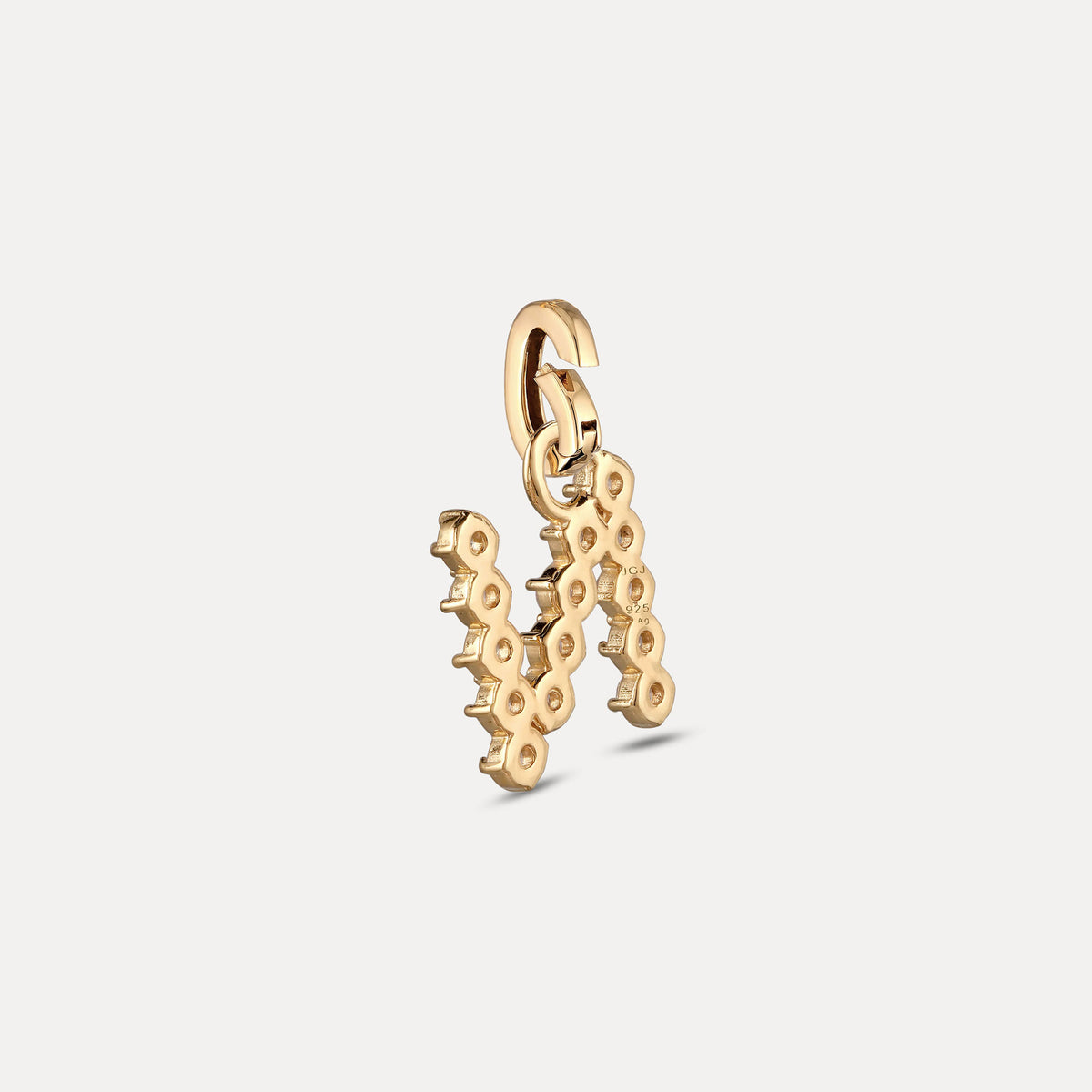 Zirconia Letter Pendant - N in 24k Gold Vermeil