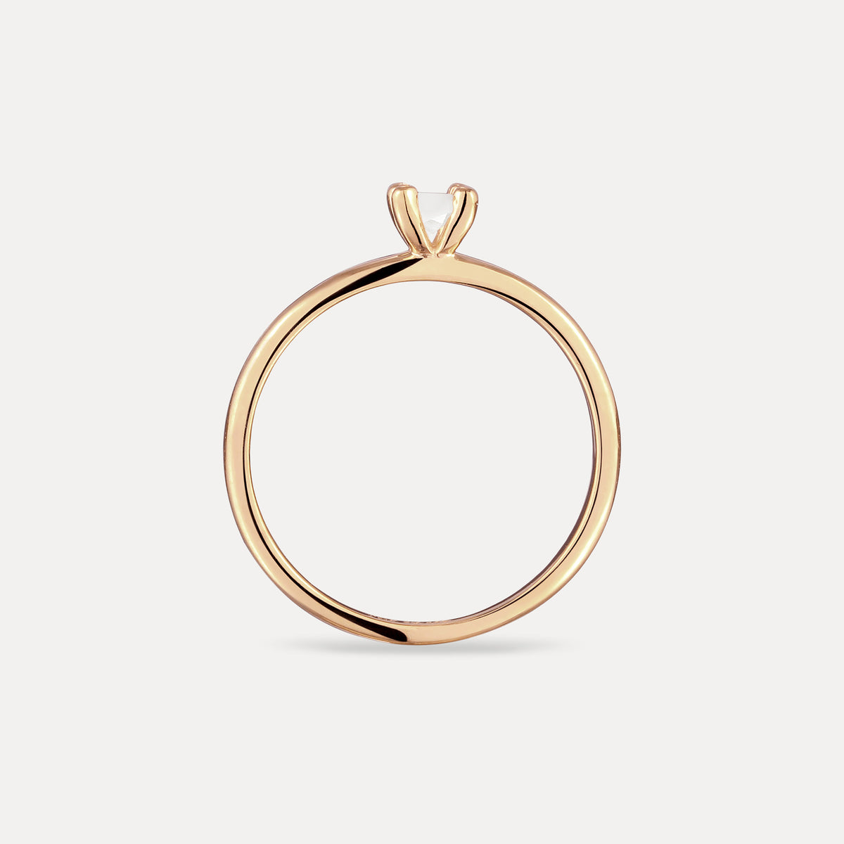 Weißer Mondstein Solitär Ring - Rund | 585 Gold