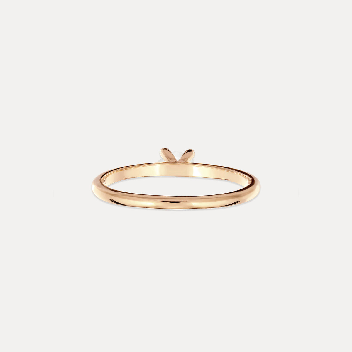 Weißer Mondstein Solitär Ring - Rund | 585 Gold