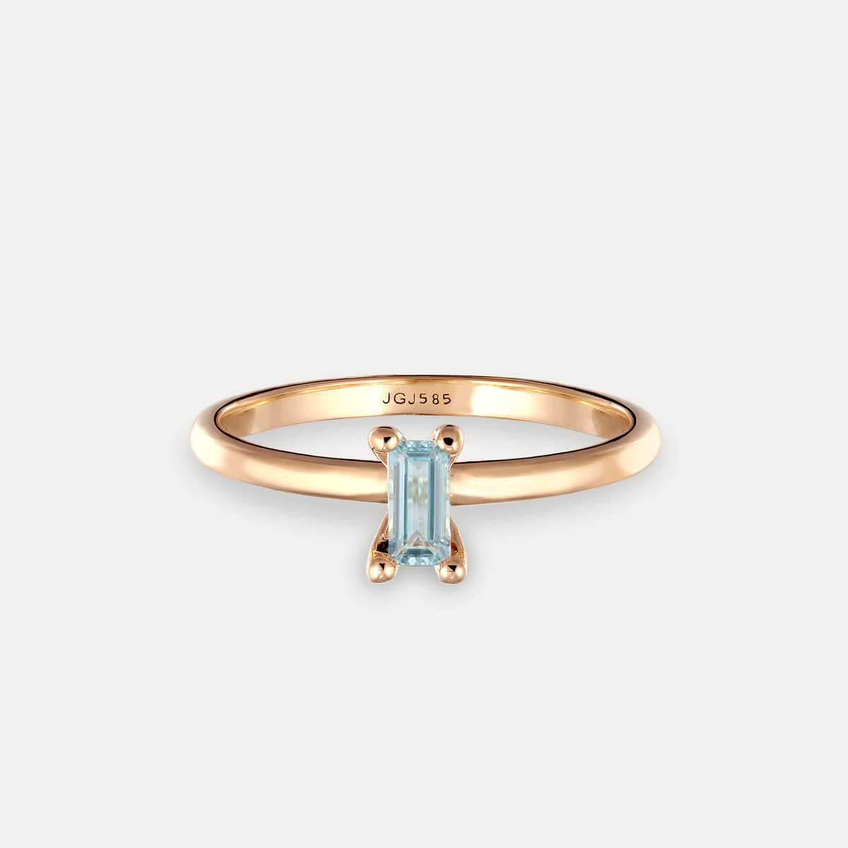 Blauer Aquamarin Solitär Ring - Baguette | 585 Gold