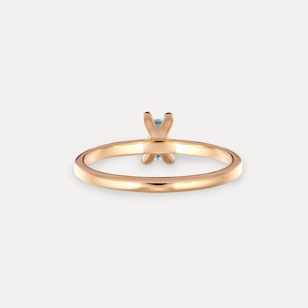 Blauer Aquamarin Solitär Ring - Baguette | 585 Gold